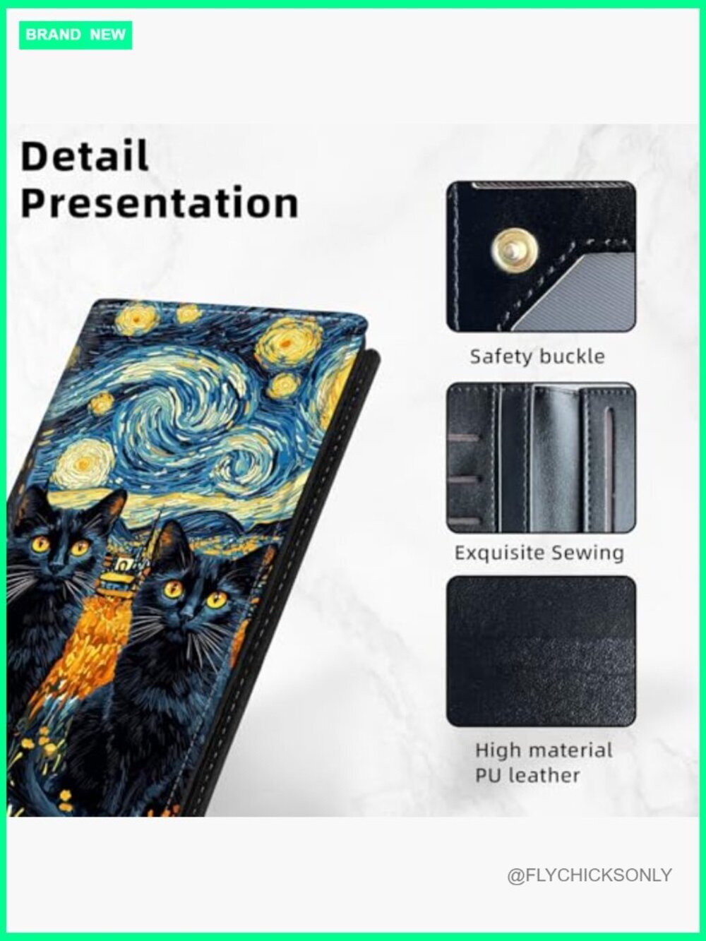 PU Leather Long Bifold RFID Blocking Wallet with Secure Snap Closure, 10 Card - Picture 6 of 7